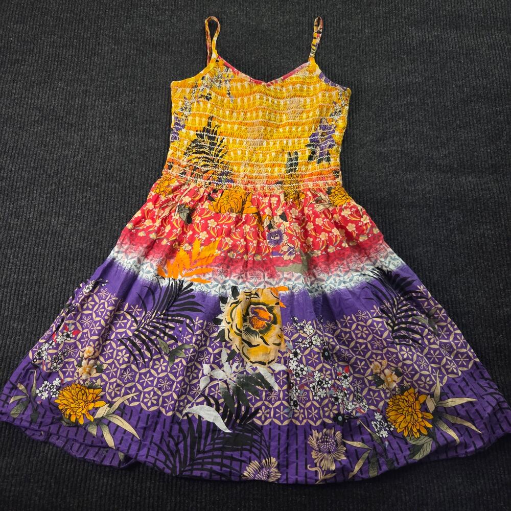 Y2k Coastal Raya Sun Floral Sun Dress 100% Cotton Medium